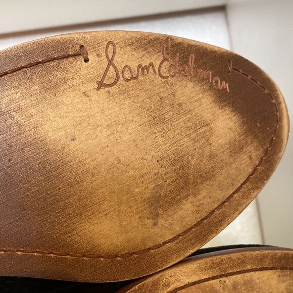 Sam Edelman Black Suede Perforated Ankle Booties Boho Chic Western Fall Street - Picture 9 of 16